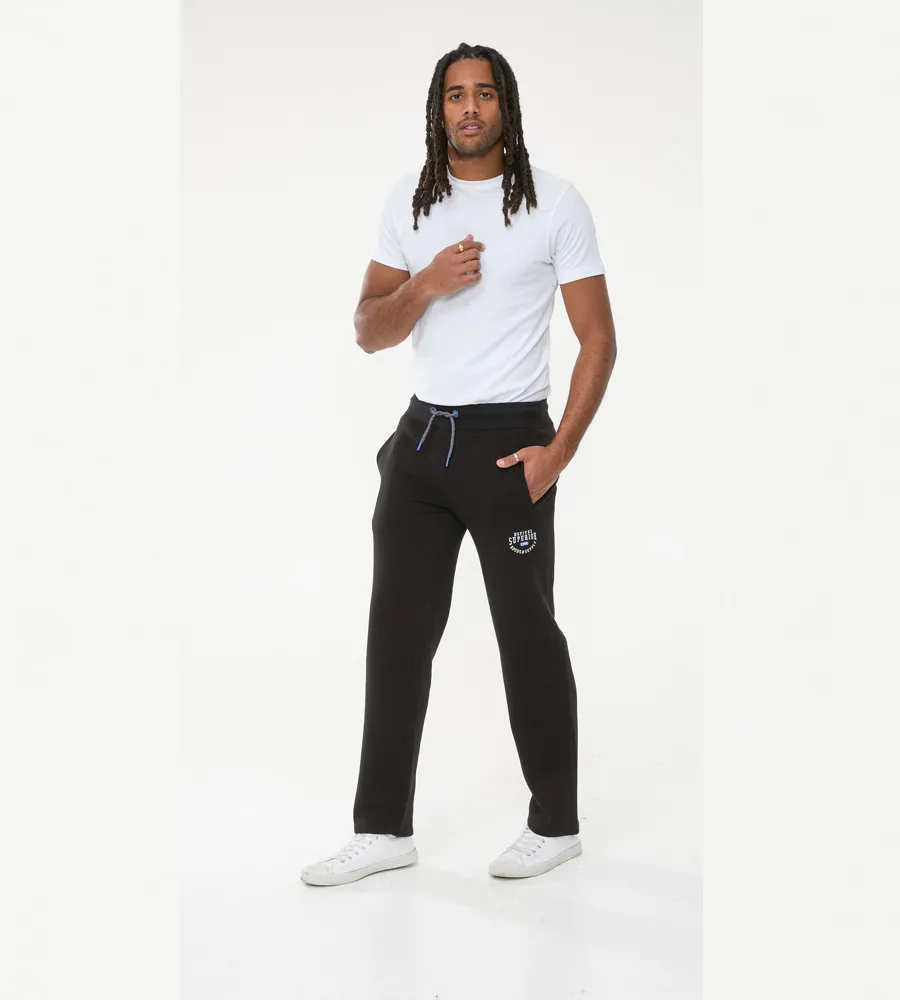 D555 Tall Mens Black Embroidered Jogger With Open Hem (JENNER)